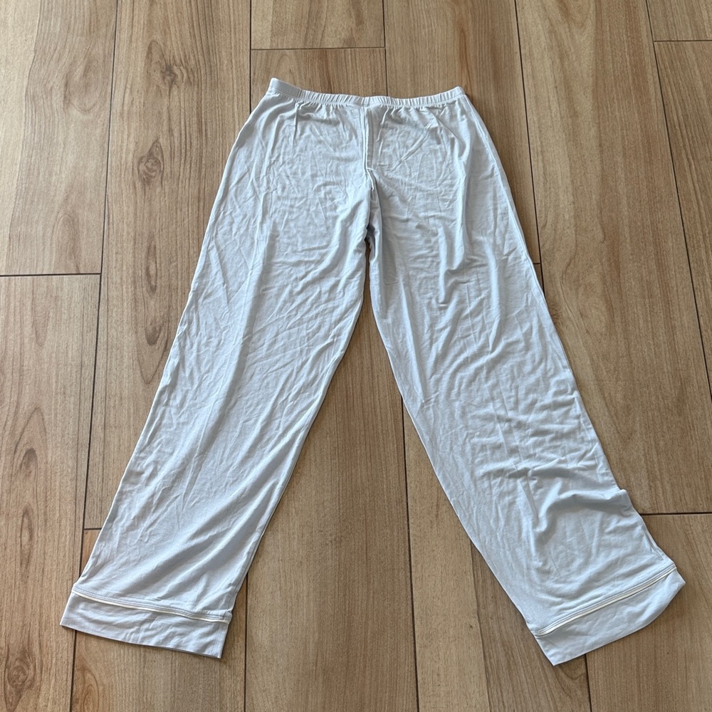 Eberjey Gisele Long PJ Set in Ice Blue & Ivory TENCEL Modal - Picture 9 of 9